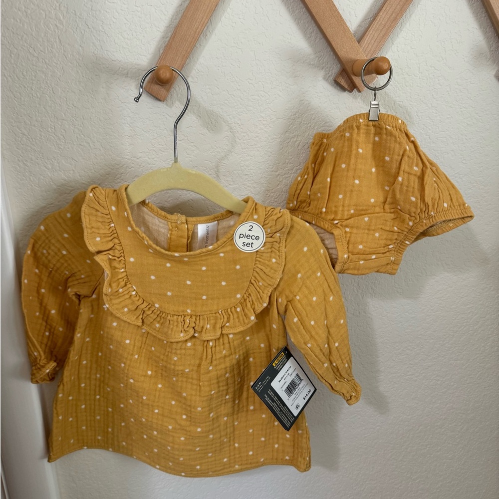 Gerber Mustard Polka Dot Kids Dress Set